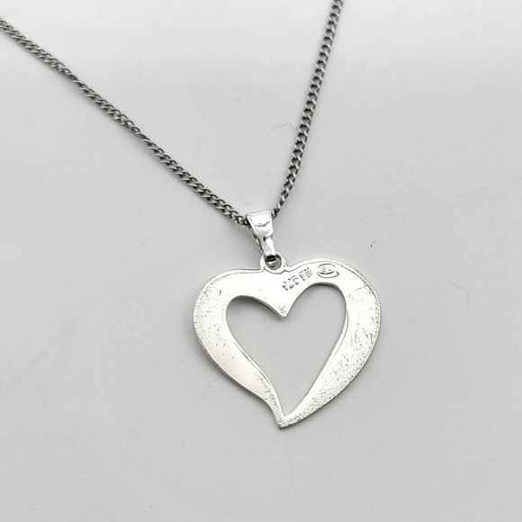 Sterling Silver Open Heart Pendant Necklace - 18” - Picture 4 of 6